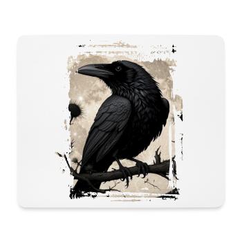 Raven on branch in front of full moon - Mouse Pad (horizontal) - white - Front