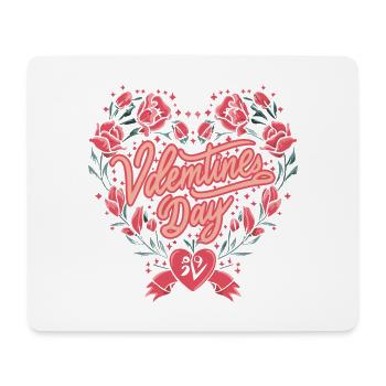 Saint-Valentin Romantique Cœur Floral - Tapis de souris (format paysage) - blanc - Devant