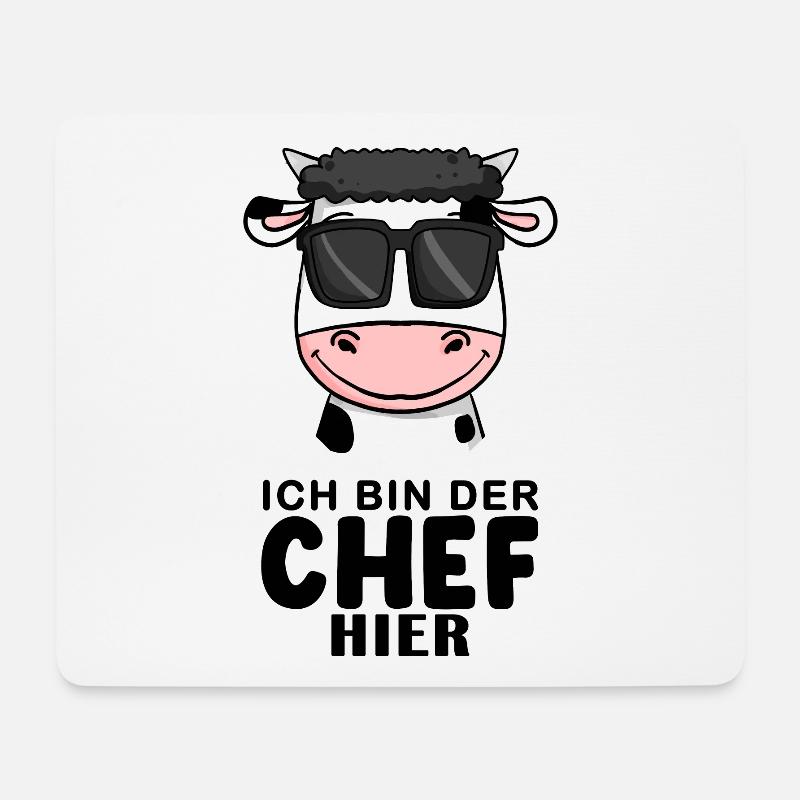 Chef Spruch Anführer Kuh Motiv - Mousepad (Querformat) - Weiß