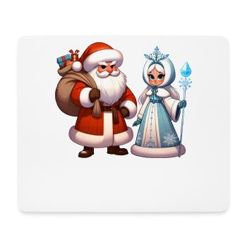 Ded Moroz Snegurotschka russischer Weihnachtsmann - Mousepad (Querformat) - Weiß - Vorne