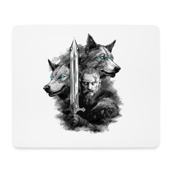 Loup viking - Tapis de souris (format paysage) - blanc - Devant