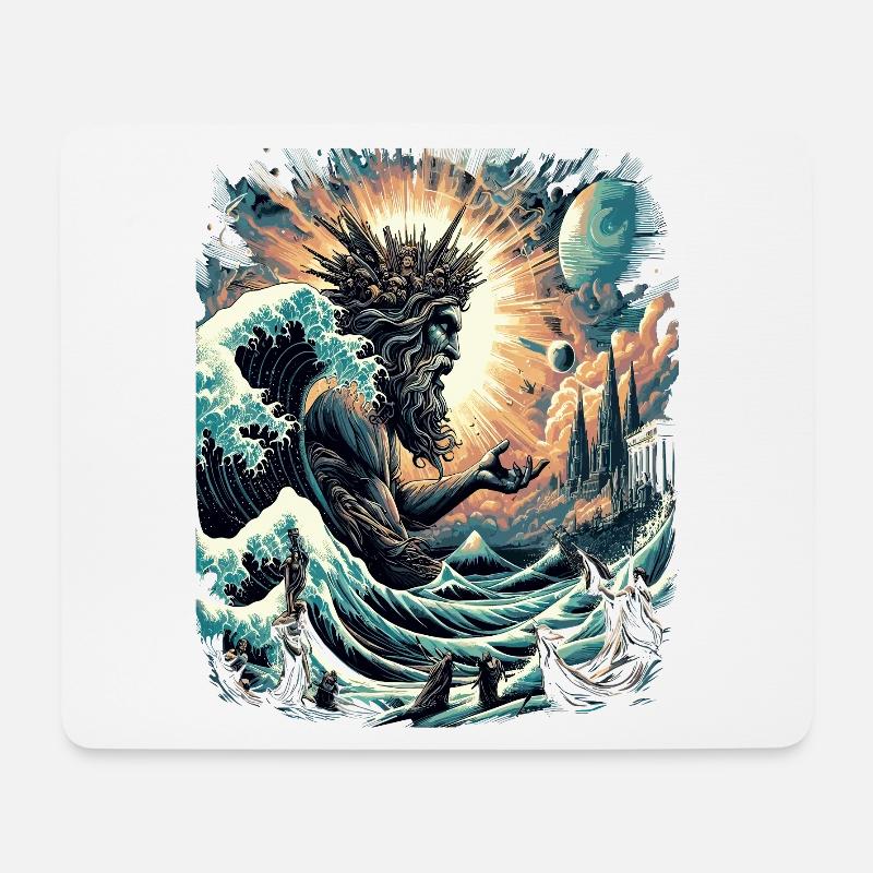 Poseidons Große Welle vor Kanagawa - Mousepad (Querformat) - Weiß