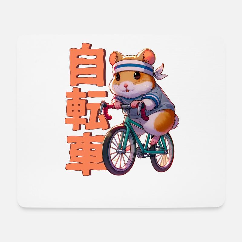 Anime Manga Radsport Hamster - Mousepad (Querformat) - Weiß