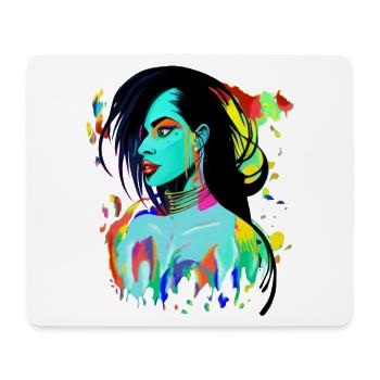 Neon Porträt Farbexplosion - Mousepad (Querformat) - Weiß - Vorne