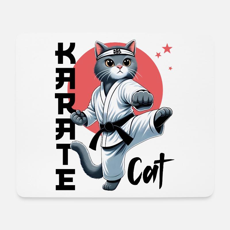 Karate Cat – Lustige Katze Kampfsport Design - Mousepad (Querformat) - Weiß