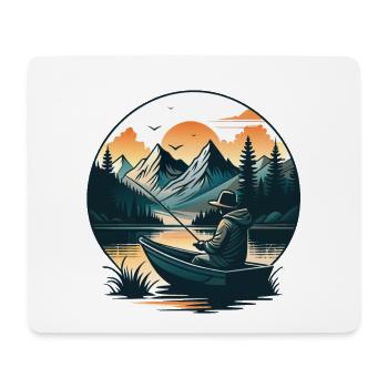 Ruhige Fischerszene am Bergsee - Mousepad (Querformat) - Weiß - Vorne
