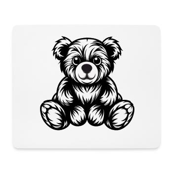 Cute Monochrome Teddy Bear Design - Mouse Pad (horizontal) - white - Front