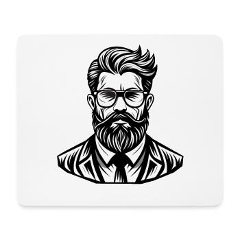 Illustration de portrait barbu masculin élégant - Tapis de souris (format paysage) - blanc - Devant