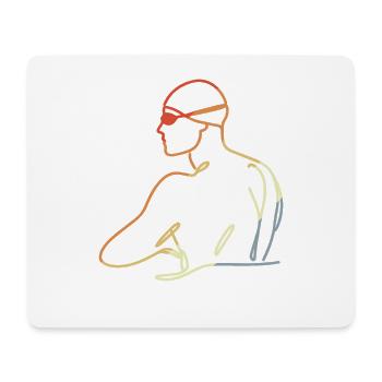 Profischwimmer Zeichnung - Mousepad (Querformat) - Weiß - Vorne
