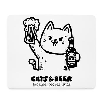 Katzen und Bier 1 - Mousepad (Querformat) - Weiß - Vorne