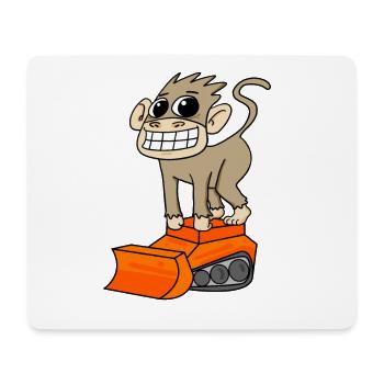 Affe Bagger Baggerfahrer Motiv - Mousepad (Querformat) - Weiß - Vorne