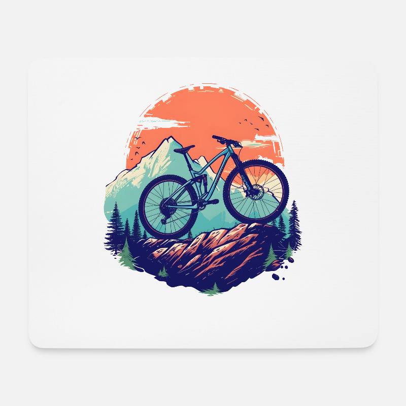 Mountainbiken - Mousepad (Querformat) - Weiß