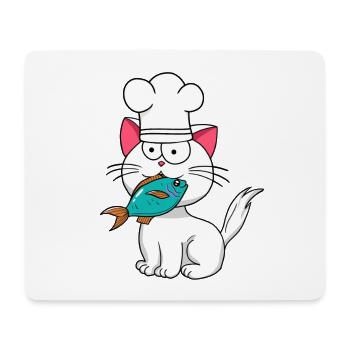 Chat, Poisson, Chef, Cuisine, Cuisinier À La Maison, Chats, Poisson - Tapis de souris (format paysage) - blanc - Devant