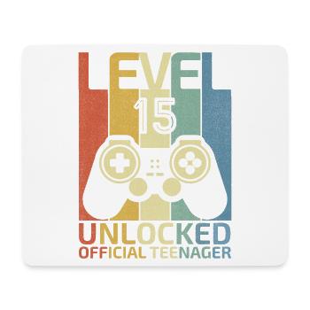 Level 15 Freigeschalteter offizieller Teenager - Mousepad (Querformat) - Weiß - Vorne