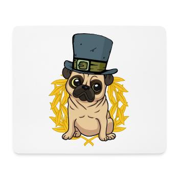 Hund Mops Hut Lorbeerkranz - Mousepad (Querformat) - Weiß - Vorne