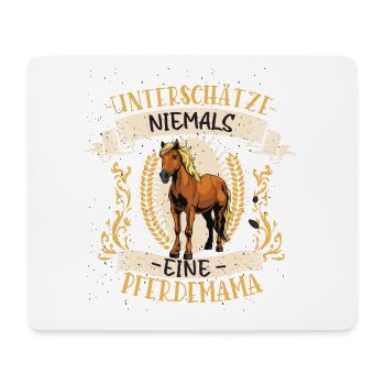 Unterschätze niemals eine Pferdemama – Reiterin - Mousepad (Querformat) - Weiß - Vorne