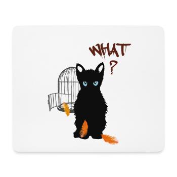 Little black cute kitten and bird - Mouse Pad (horizontal) - white - Front