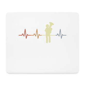 Tuba Spieler Herzklopfen - Mousepad (Querformat) - Weiß - Vorne