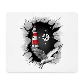 Seagull phare boussole Maritime Ahoy - Tapis de souris (format paysage) - blanc - Devant