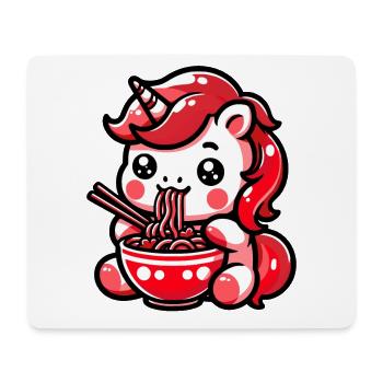 Japonais Kawaii Licorne Ramen Cuisine Asiatique - Tapis de souris (format paysage) - blanc - Devant