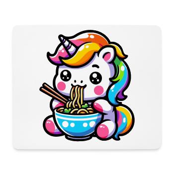 Japonais Kawaii Licorne Ramen Cuisine Asiatique - Tapis de souris (format paysage) - blanc - Devant