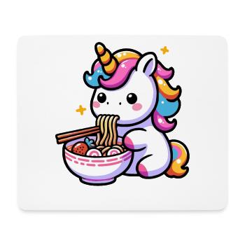 Japonais Kawaii Licorne Ramen Cuisine Asiatique - Tapis de souris (format paysage) - blanc - Devant