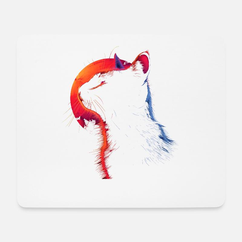Katze Retro Look - Mousepad (Querformat) - Weiß