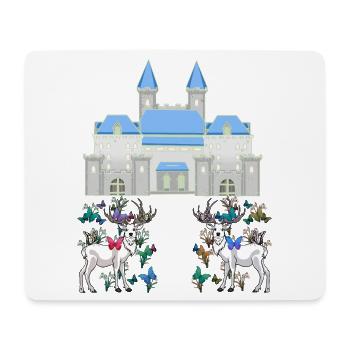 Castle Fairy Tale Deer Butterflies Spring - Mouse Pad (horizontal) - white - Front