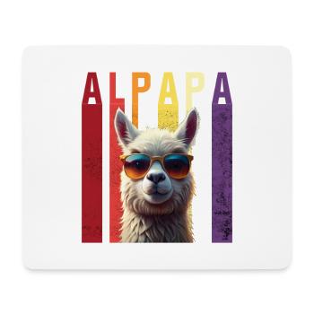 Lustiger Alpakaparameter mit Sonnenbrille - Mousepad (Querformat) - Weiß - Vorne