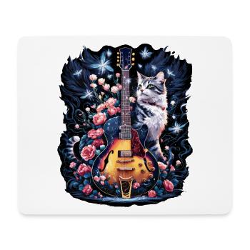 Musician Guitar Guitarist Flowers Cat Dreams - Mouse Pad (horizontal) - white - Front