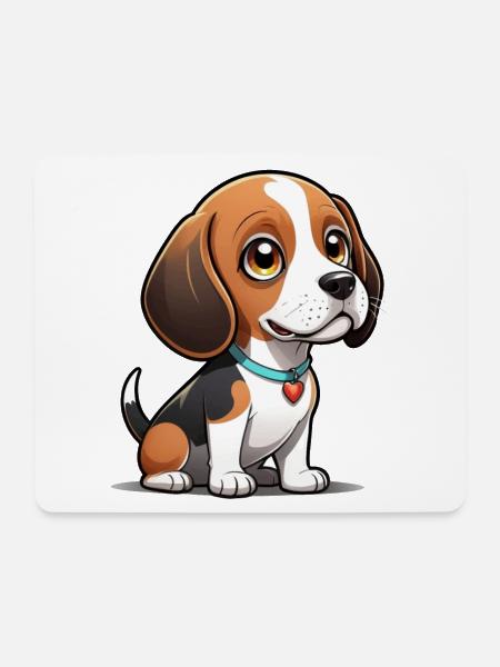 Beagle Heart Pup - Mousepad (Querformat) - Weiß