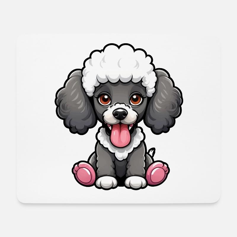 Sweet B&W Poodle - Mousepad (Querformat) - Weiß