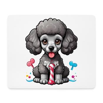 Caniche noir joueur - Tapis de souris (format paysage) - blanc - Devant