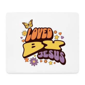 Liebe zu Jesus mit Blumen und Schmetterling - Mousepad (Querformat) - Weiß - Vorne
