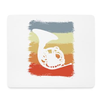 Retro French Horn - Mouse Pad (horizontal) - white - Front