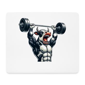 Kuh Ochse Bulle Hantel Workout - Mousepad (Querformat) - Weiß - Vorne