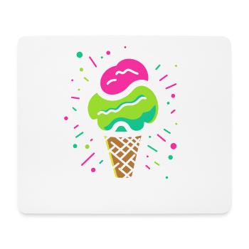 Cornet de crème glacée look bande dessinée - Tapis de souris (format paysage) - blanc - Devant