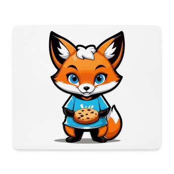 Renard avec un biscuit dans les pattes - Tapis de souris (format paysage) - blanc - Devant