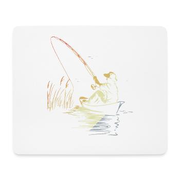Croquis de pêche rétro - Tapis de souris (format paysage) - blanc - Devant
