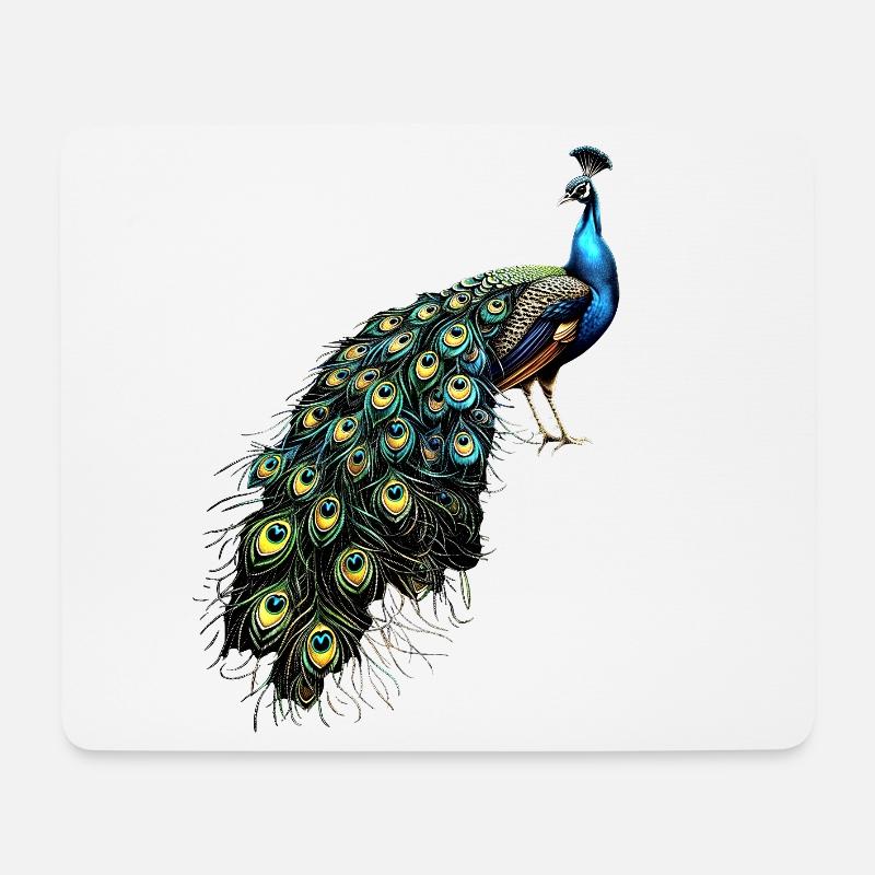 Pfau Blauer Pfau Pfauen Peacock Rad Pfauenrad Pfau - Mousepad (Querformat) - Weiß