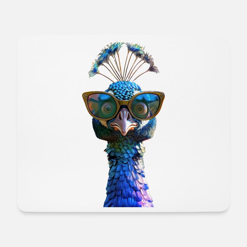 Pfau Blauer Pfau Pfauen Peacock Rad Pfauenrad Pfau - Mousepad (Querformat) - Weiß