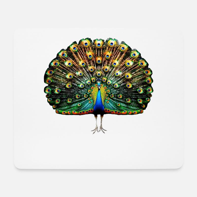 Pfau Blauer Pfau Pfauen Peacock Rad Pfauenrad Pfau - Mousepad (Querformat) - Weiß