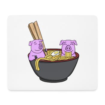 Kawaii Japan Pig Ramen - Mouse Pad (horizontal) - white - Front