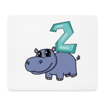 2nd Birthday Motif Hippopotamus - Two Years Old - Mouse Pad (horizontal) - white - Front