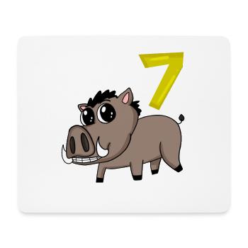 7th Birthday Motif Wild Boar - Seven Years Old - Mouse Pad (horizontal) - white - Front