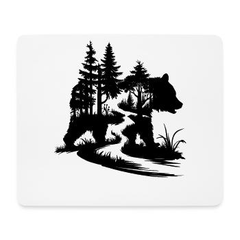 Bears Silhouette Forest Path Outdoor Art - Mouse Pad (horizontal) - white - Front