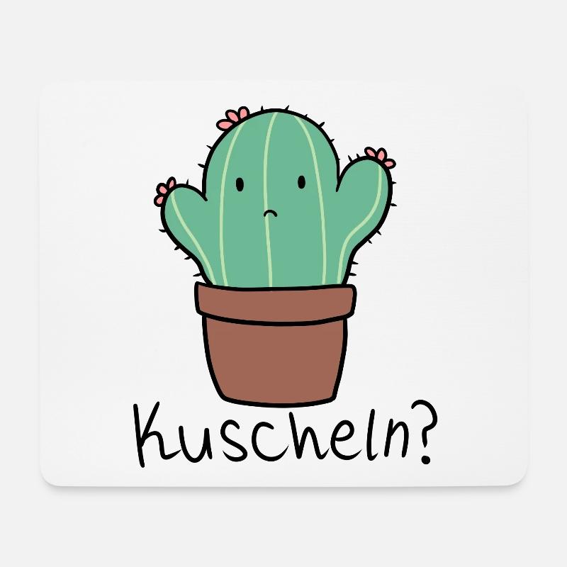 Süßer Kaktus/ Sukkulente will kuscheln - Mousepad (Querformat) - Weiß