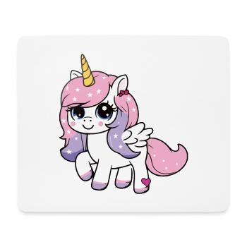 Sternen-Einhorn mit Glitzermähne - Mousepad (Querformat) - Weiß - Vorne