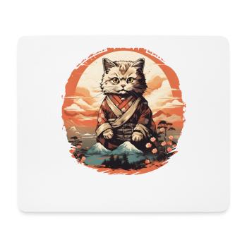 Katze Japanische Kunst - Mousepad (Querformat) - Weiß - Vorne