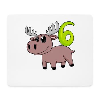 6th Birthday Motif Moose - Six Years Old - Mouse Pad (horizontal) - white - Front
